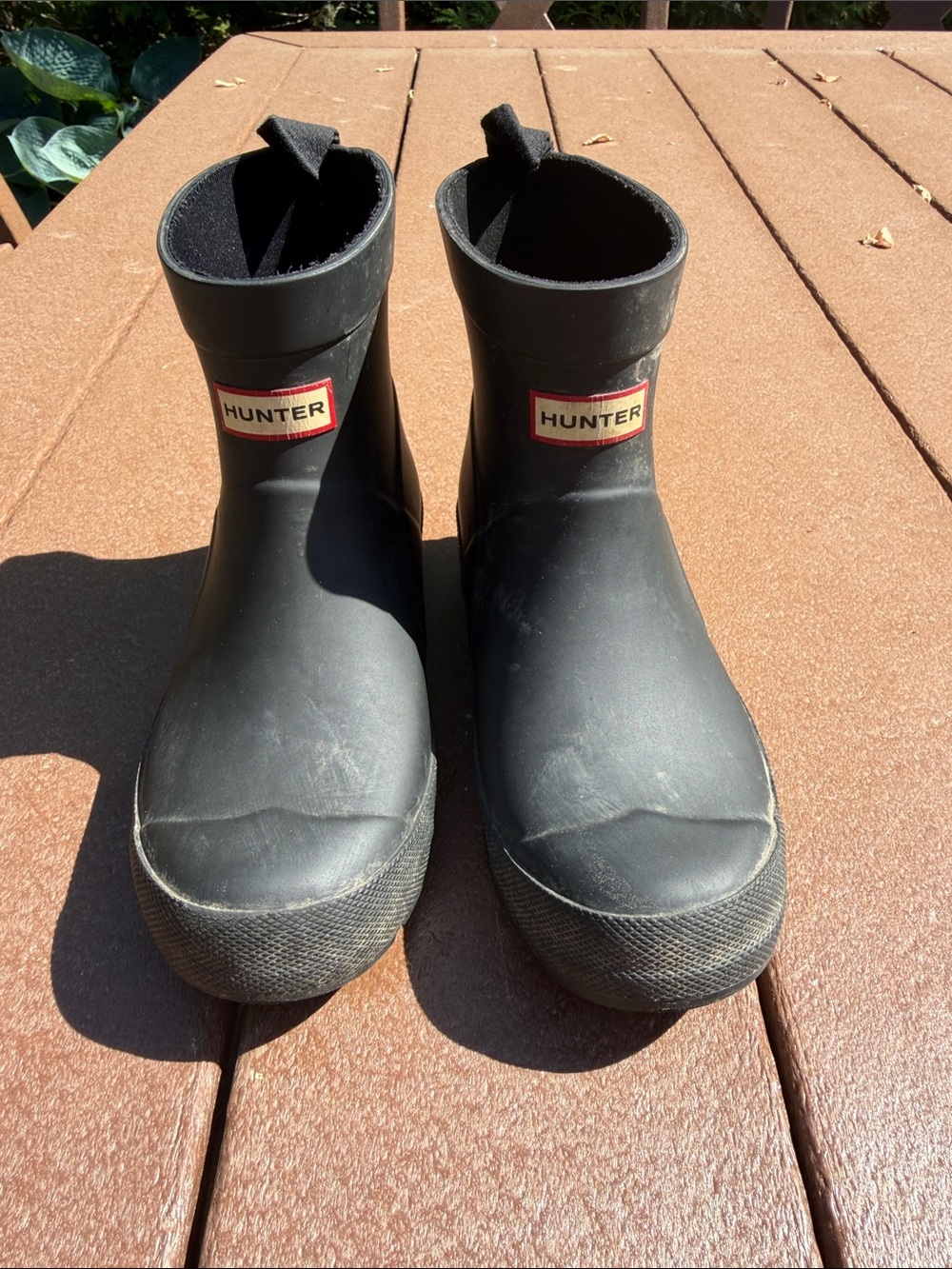 Hunter Kids Black Short Rain Boots with Red Logo